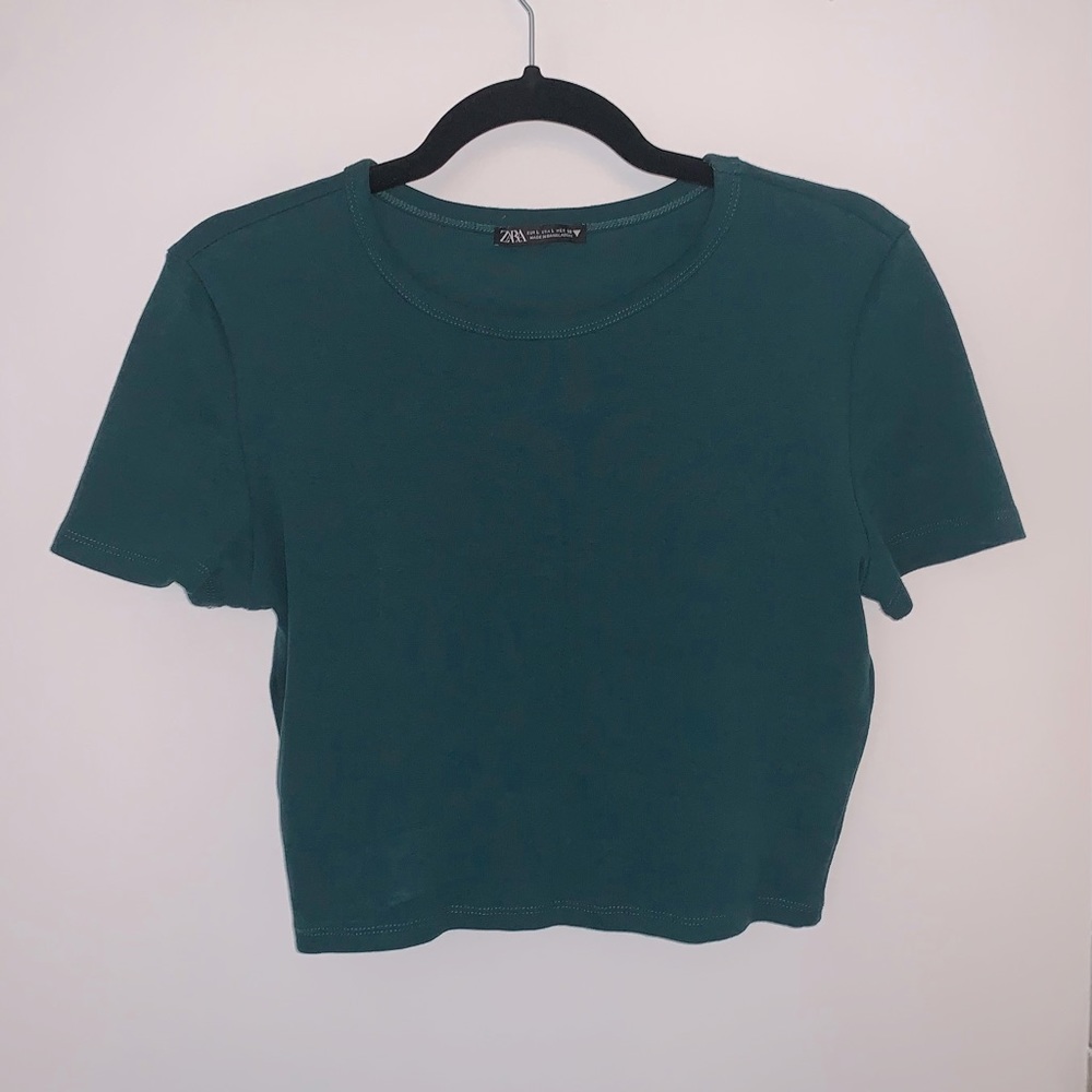 Zara | Emerald Green Cropped Shirt